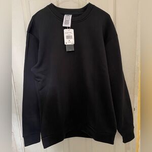 adidas Men's Black Crewneck fleece Sweatshirt Black White Brand New with Tags